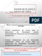 Balanza línea ensamble usando técnicas heurísticas