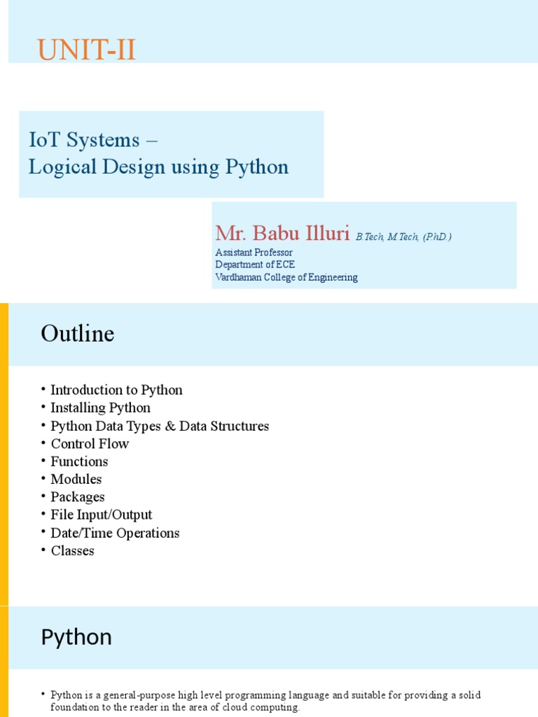 Unit-Ii: Iot Systems - Logical Design Using Python | PDF | Class ...