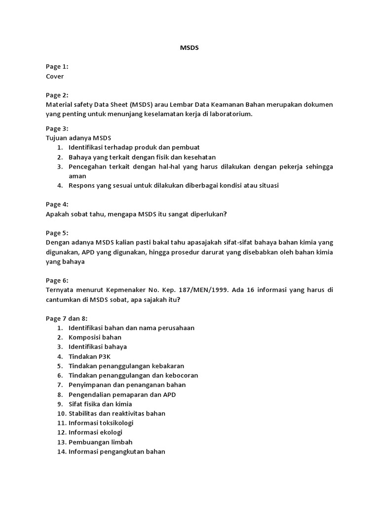 Pentingnya MSDS untuk Keselamatan Kerja | PDF