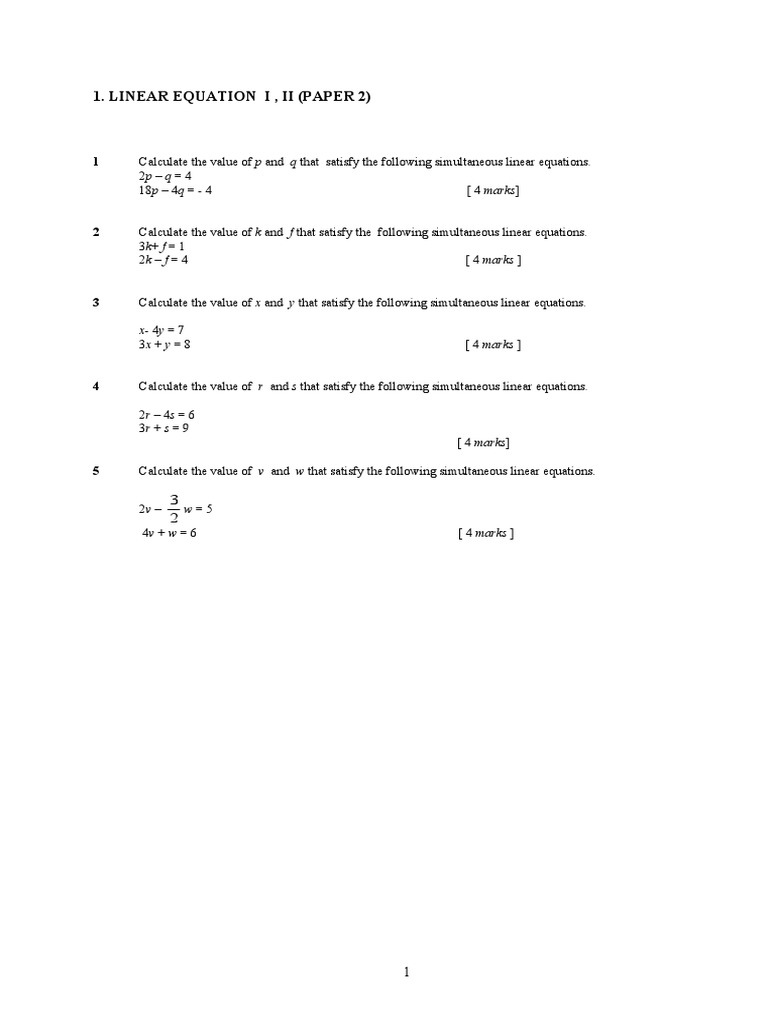 Linear Equations I, II | PDF