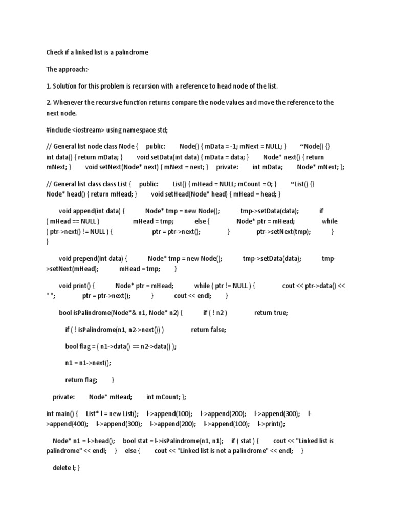 Palindrome List | PDF