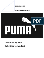 PUMA'S Marketing Research: Igcse Business Studies