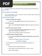 Code Coverage Testing: 1. Statement Coverage (Line Coverage)