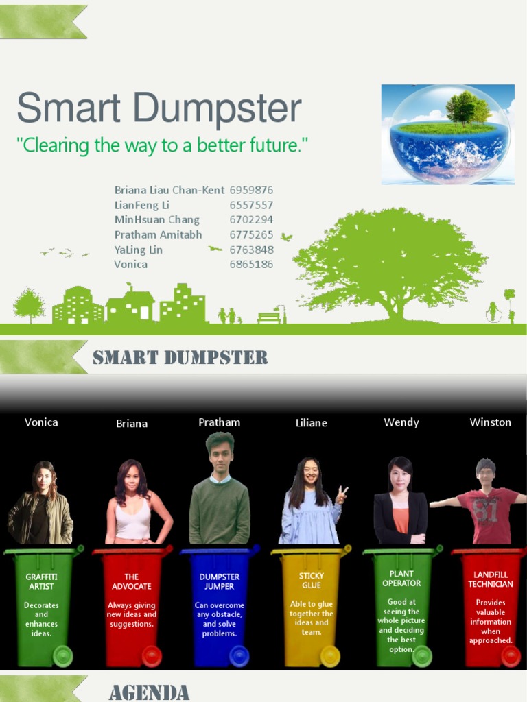 Smart Dumpster CW1 of Creativity Peresentation PDF Waste Recycling