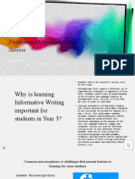 Professional Development Session: Kaya Salmond. Year 3: Informative Writing Unit