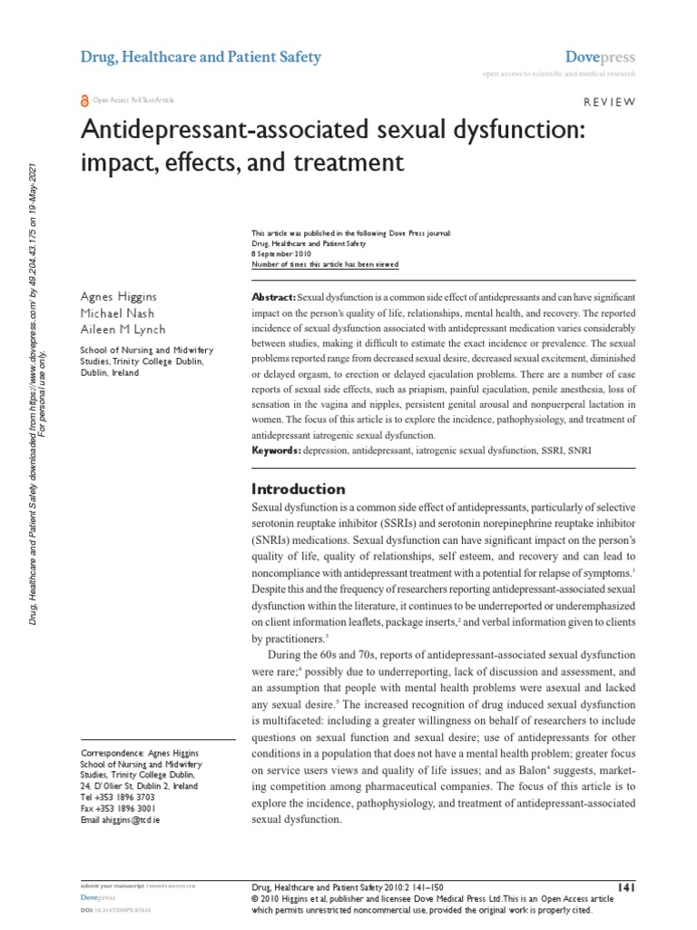 AntidepressantAssociated Sexual Dysfunction Impact, Effects, and Treatment PDF