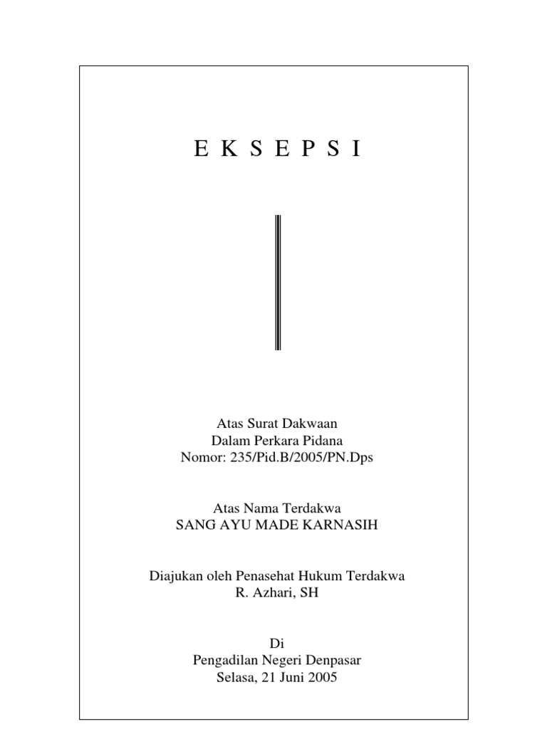 Eksepsi Perkara Pidana