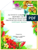 Activity Completion Report (Acr) On Health & Safety Protocols For Teachers