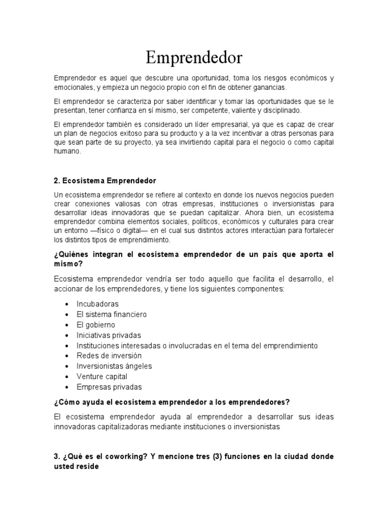 Emprendedor | PDF | Iniciativa empresarial | Business