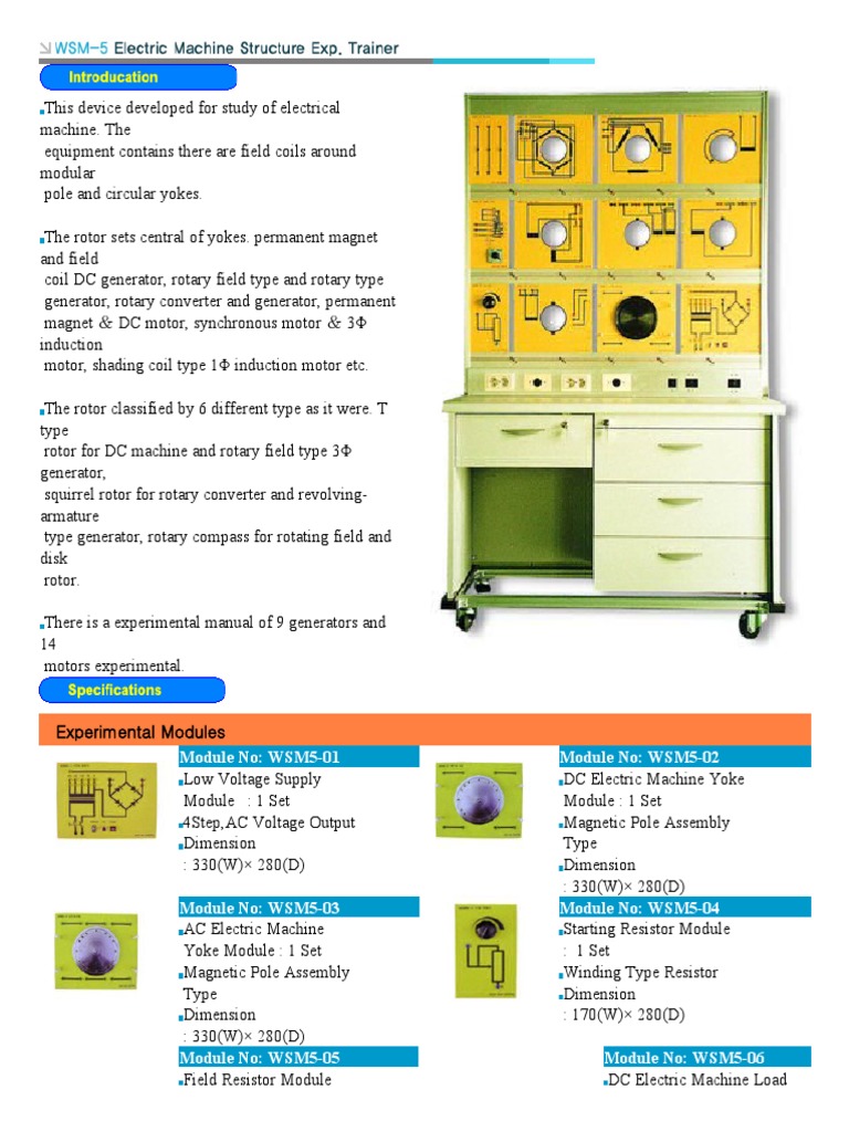 WSM Electrical Machine Experiment Modules | PDF | Electric Motor ...