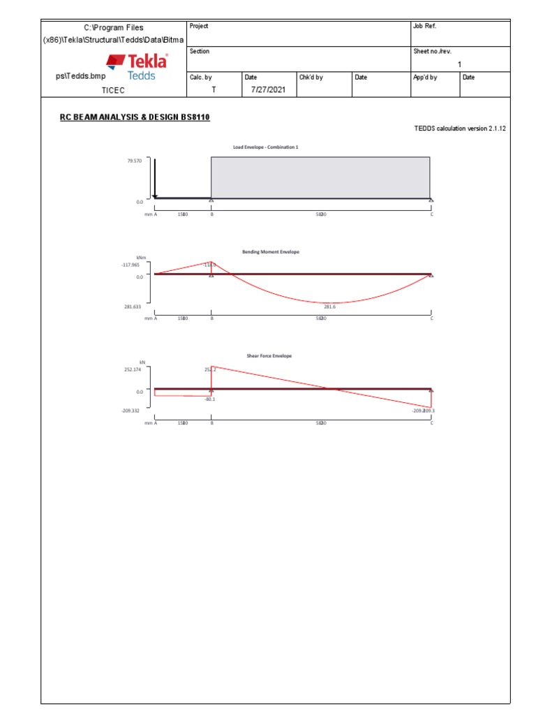 RC Beam Design Analysis BS8110 | PDF | Bending | Beam (Structure)