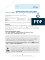 Prosthesis Retention and Effective Use of Denture Adhesive in Complete Denture Therapy