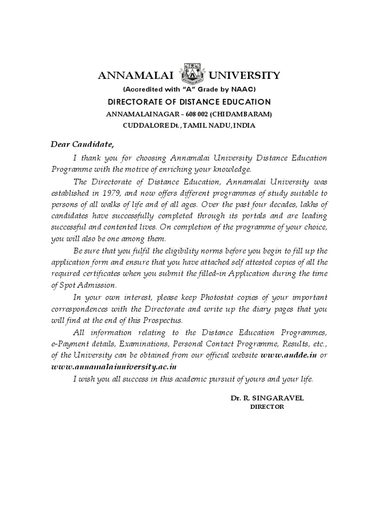 Annamalai University: Directorate of Distance Education | PDF ...