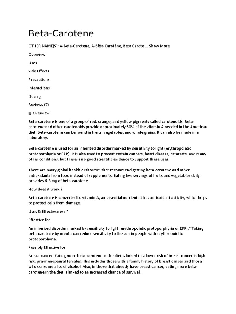 Beta Carotene MD Keamanan PDF Cancer Clinical Medicine