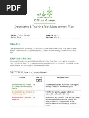 Risk Management Plan