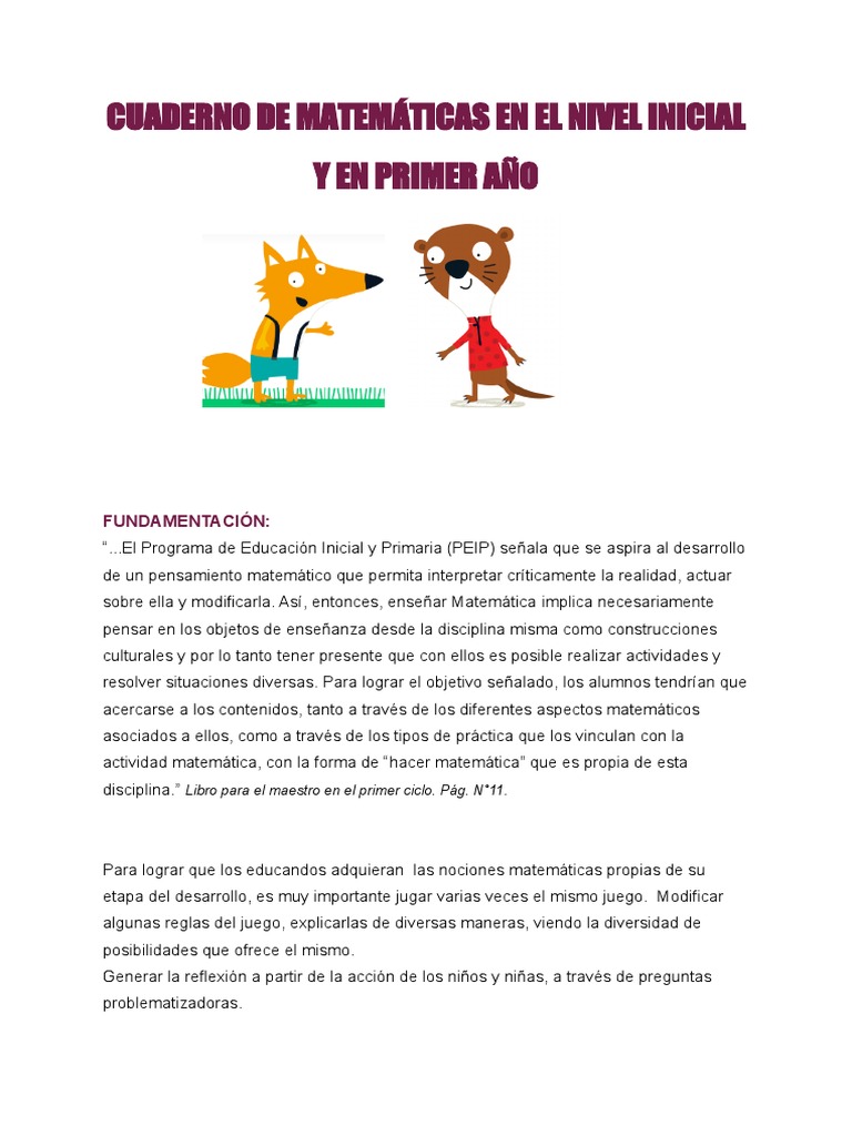 Cuaderno de Matemáticas Iniciales | PDF | Educación de la primera ...