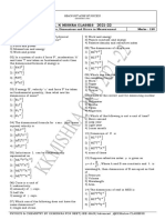 K. K Mishra Classes 2021-22: Time: 60 Min Units, Dimensions and Errors in Measurement Marks: 120