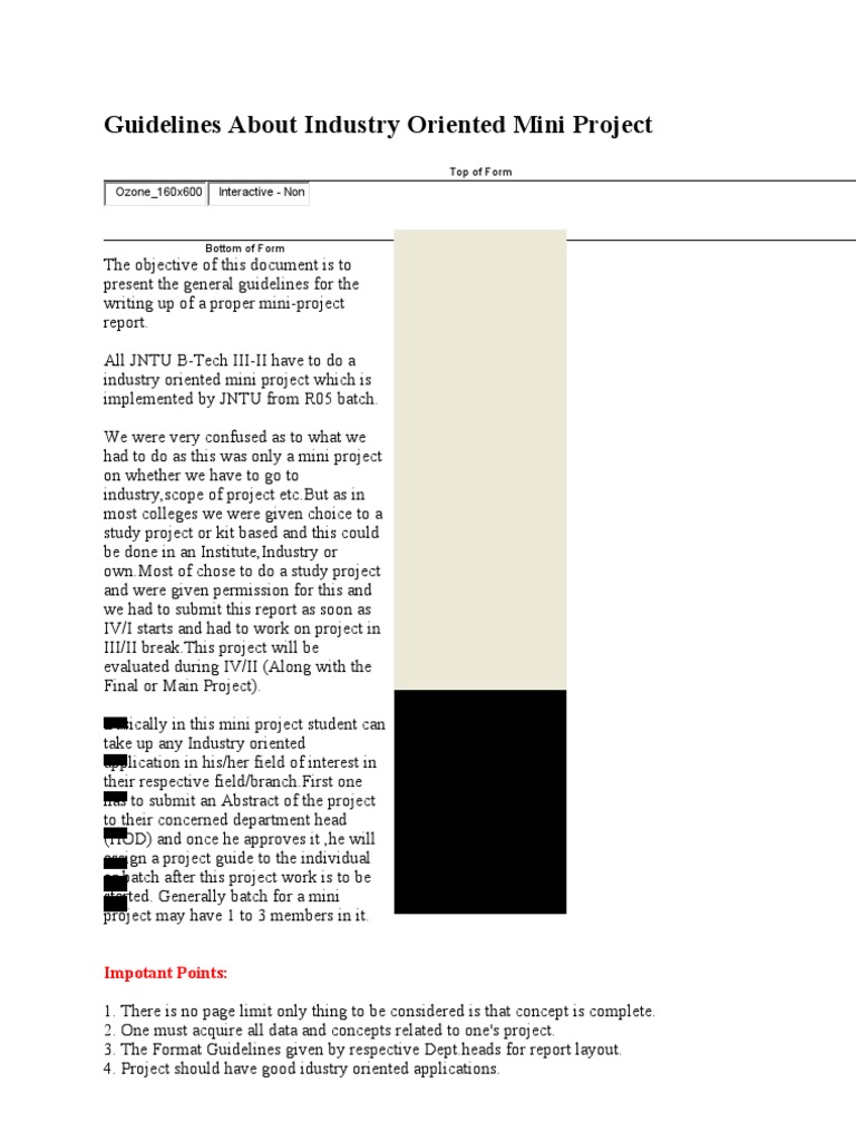 Mini Project Report Guidelines for B.Tech | PDF | Times New Roman | Design