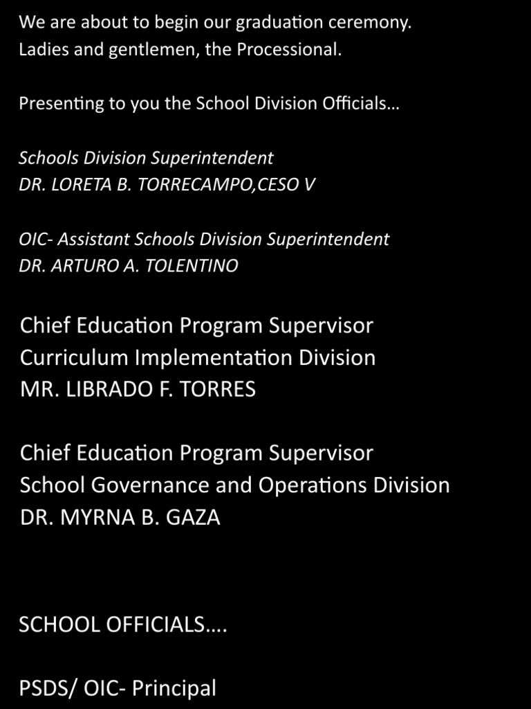 SHS Graduation Script - CHARIE | PDF