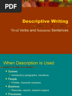 Descriptive Writing: Vivid Verbs and Sensuous Sentences