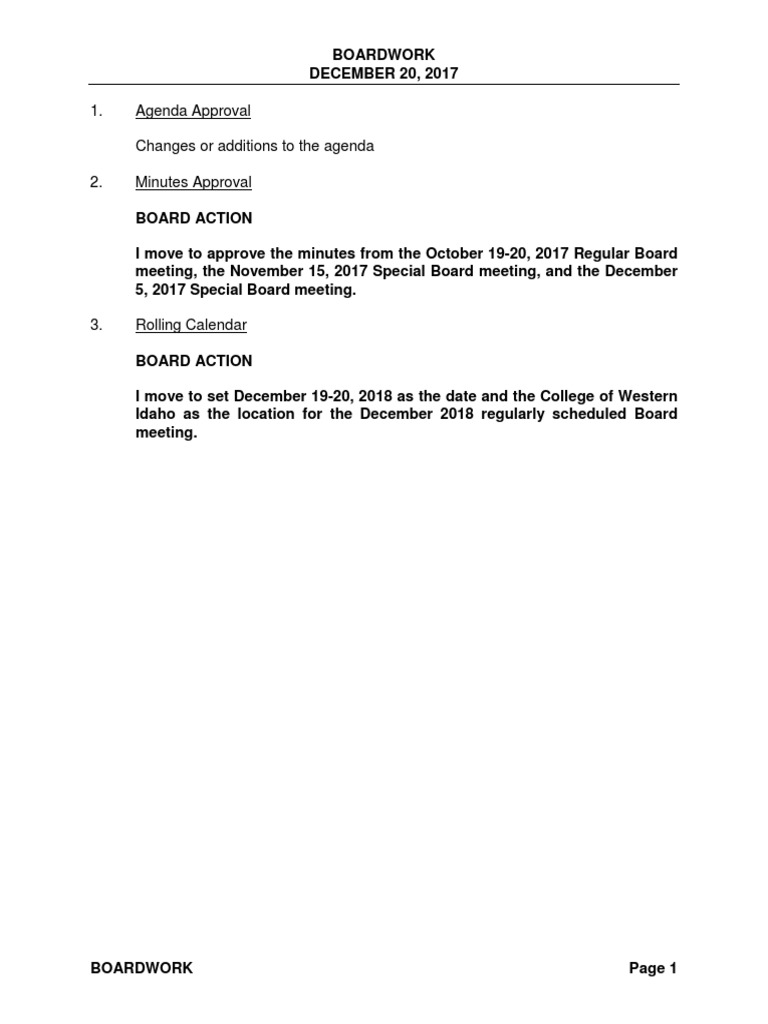 Board Meeting Minutes - December 2017 | PDF | Educational Assessment ...
