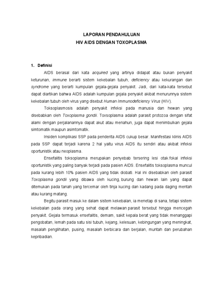 Laporan Pendahuluan Hiv Aids Toxoplasma | PDF