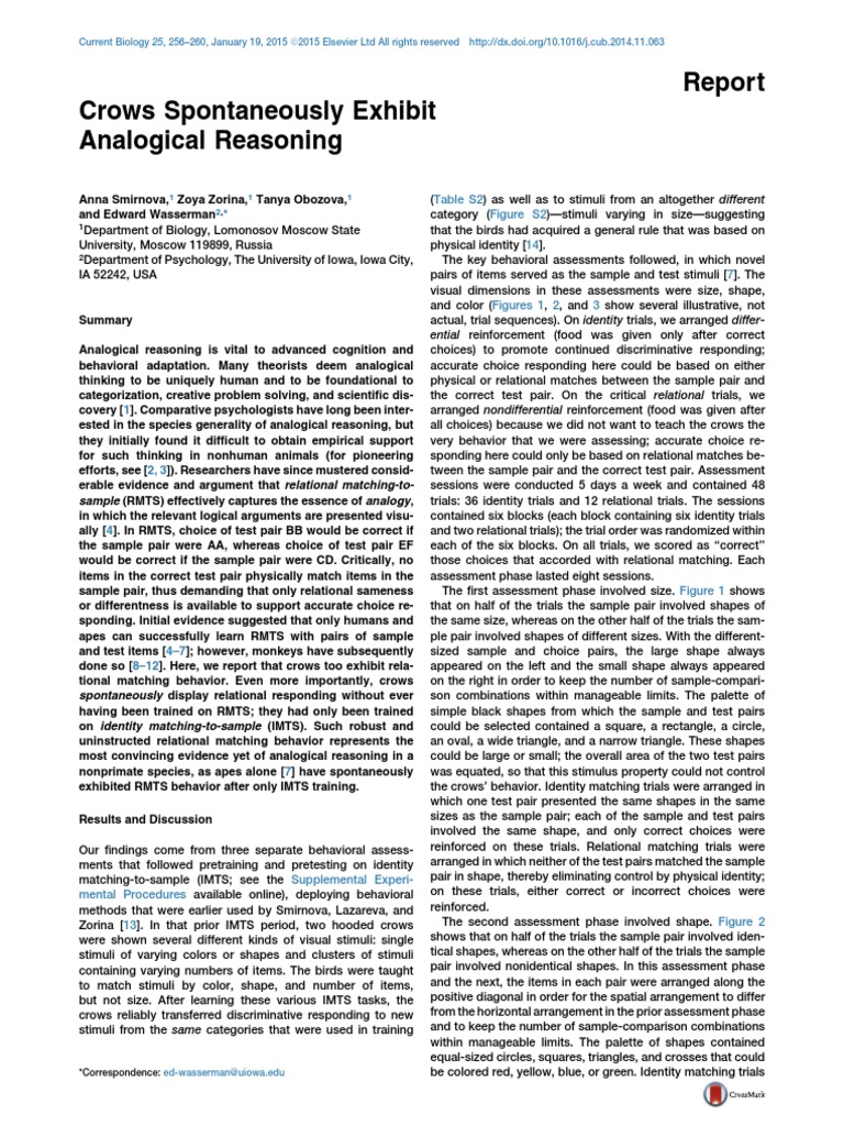 Spontaneous Learning Crows | PDF | Logistic Regression | Cognition