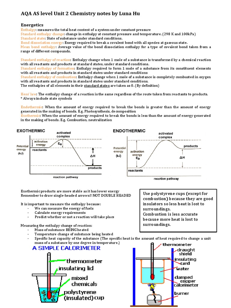 chemistry a level unit 2 revision