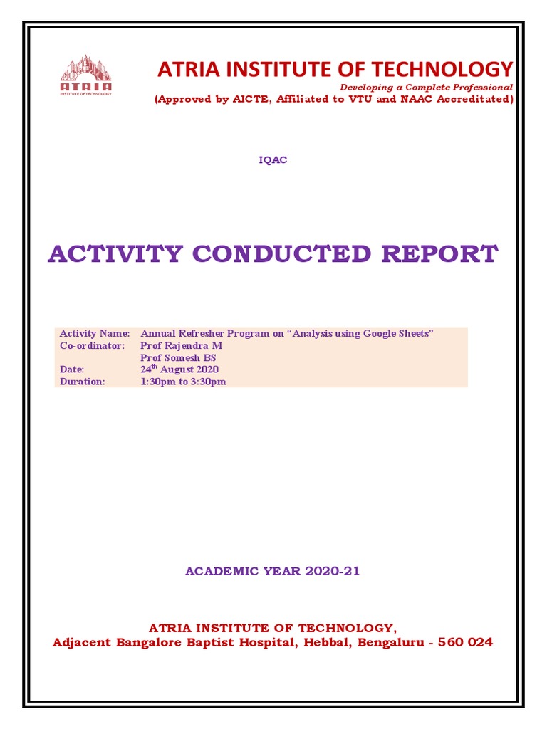 Report On Program Organized | PDF | Spreadsheet | Microsoft Excel