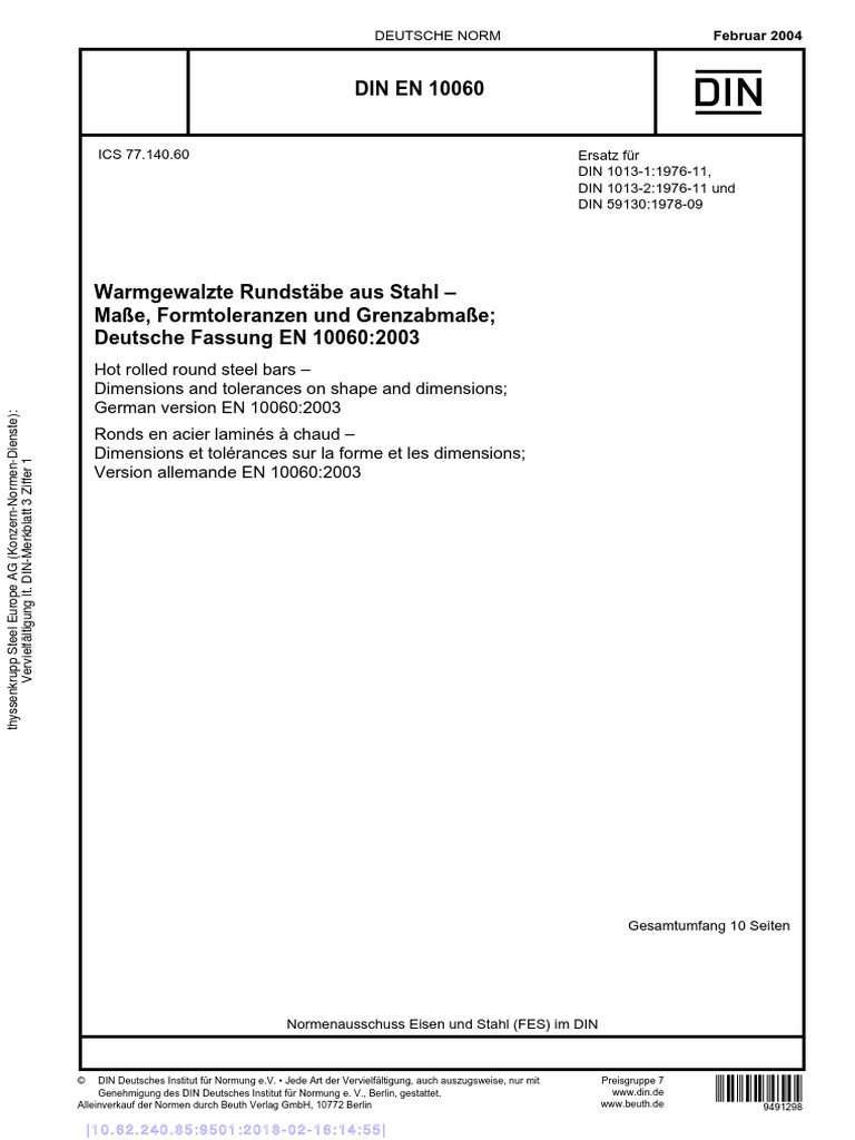 En 10060 Toleranzen | Tolerances to EN 10060 Hot Rolled Round Stainless ...