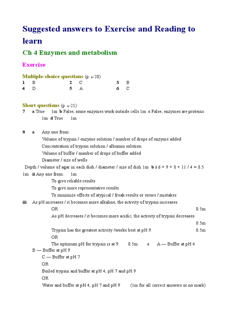 Enzymes and Metabolism Overview | PDF | Enzyme | Active Site