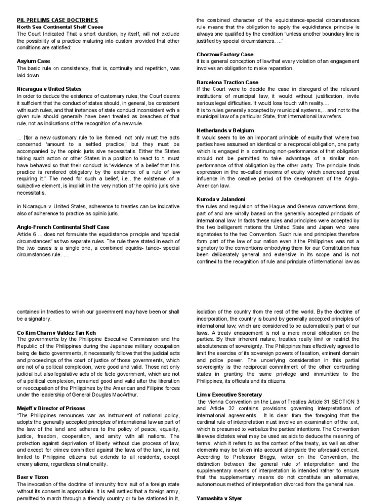 Key International Law Case Doctrines | PDF | Treaty | American Government