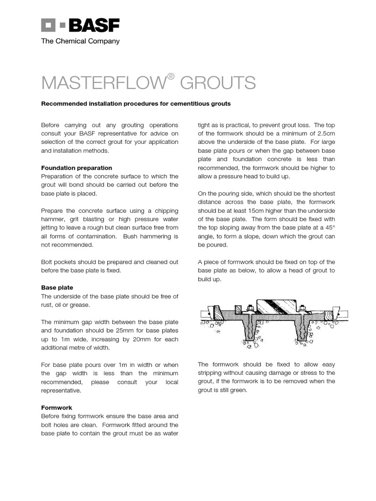02 - TDS - Masterflow Cementitious Grouts | PDF | Concrete | Water
