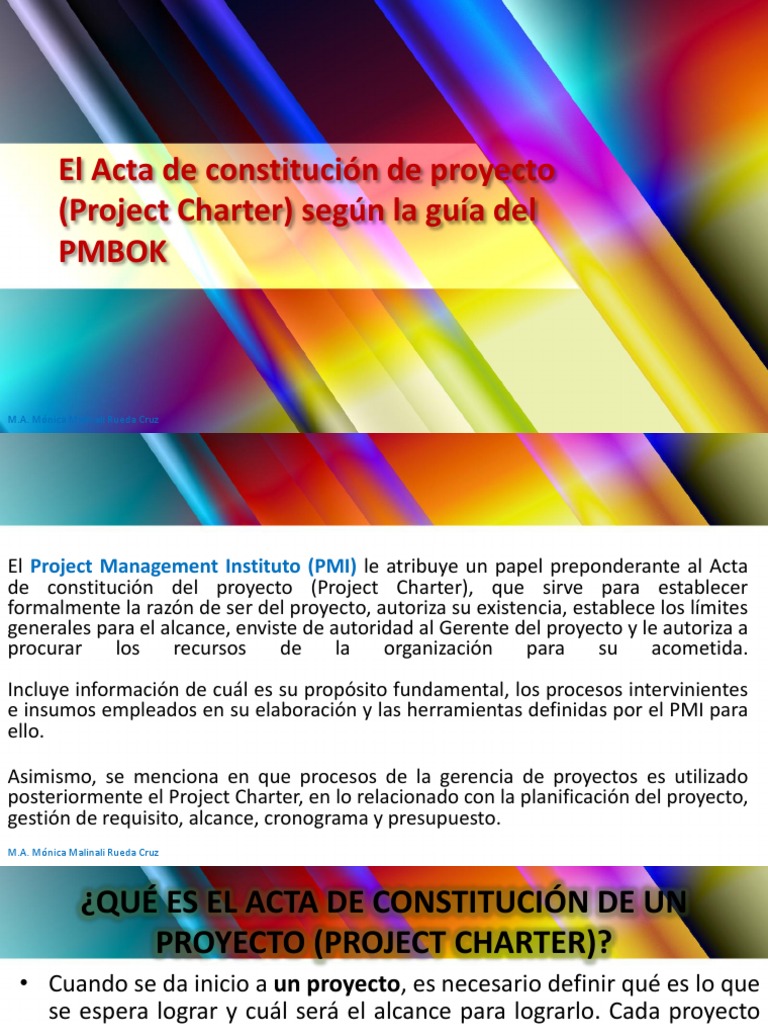 Guía del Acta de Proyecto según PMBOK | PDF | Gestión de proyectos ...
