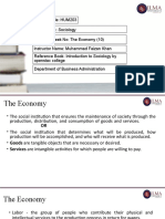 Course Code: HUM203 Course Title: Sociology Lecture / Week No: The Economy