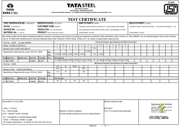 IS 2062 E250 Grade Steel Specifications | PDF | Ultimate Tensile ...