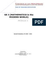 Ge 3 (Mathematics in The Modern World) : College of Teacher Education