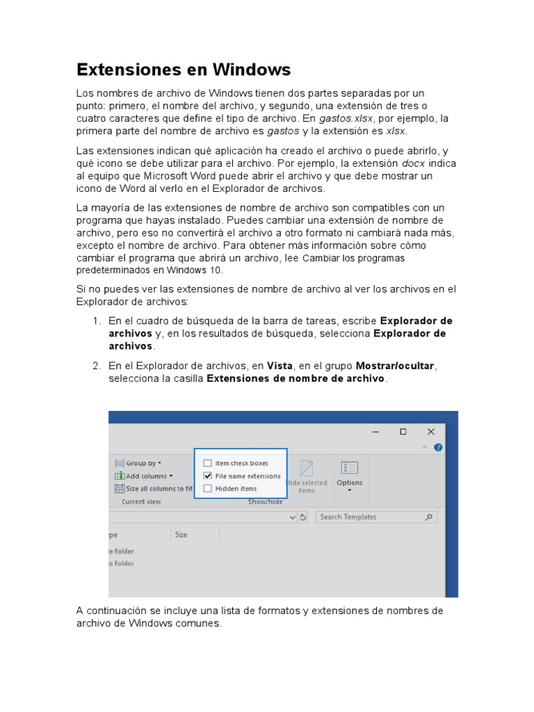 Extensiones de archivos en Windows | PDF | Archivo de computadora ...