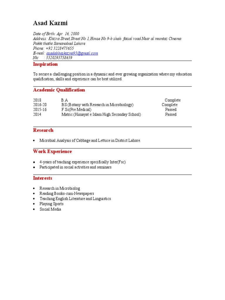 Asad Kazmi: Academic and Career Profile | PDF | Social Science | Wellness
