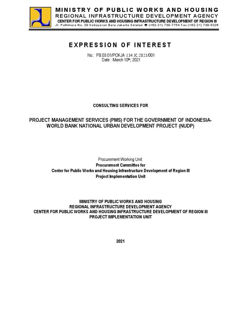 EOI for PMS in Indonesia Urban Project | PDF | Consultant | Project ...