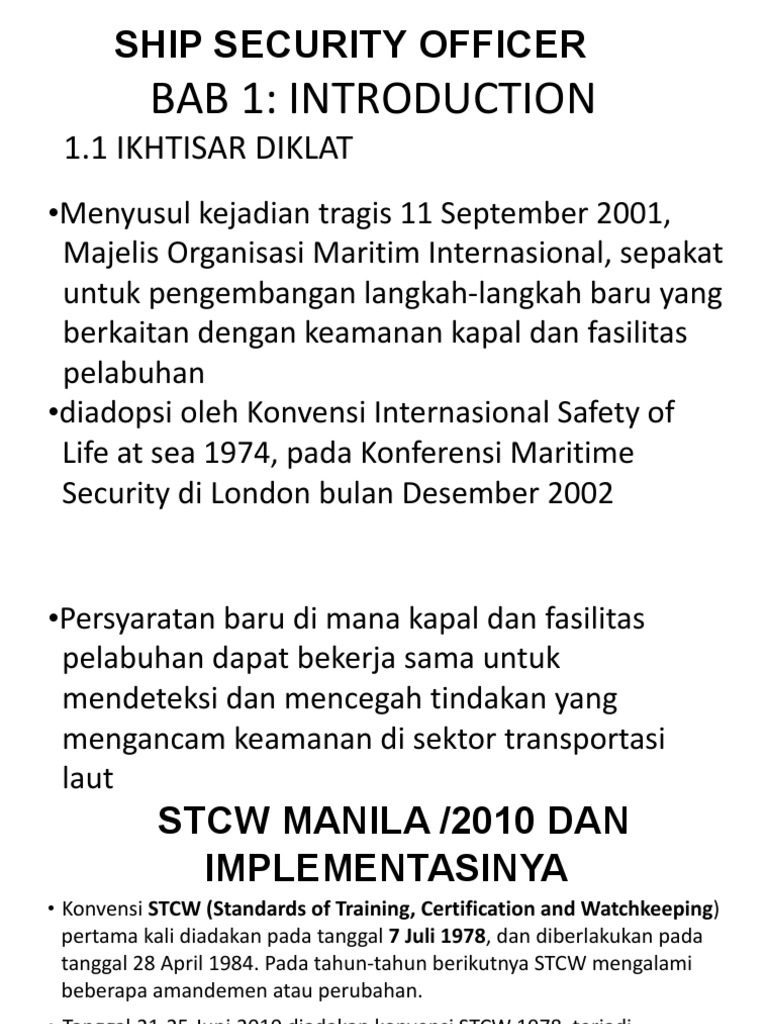 Ship Security Officer Sso | PDF