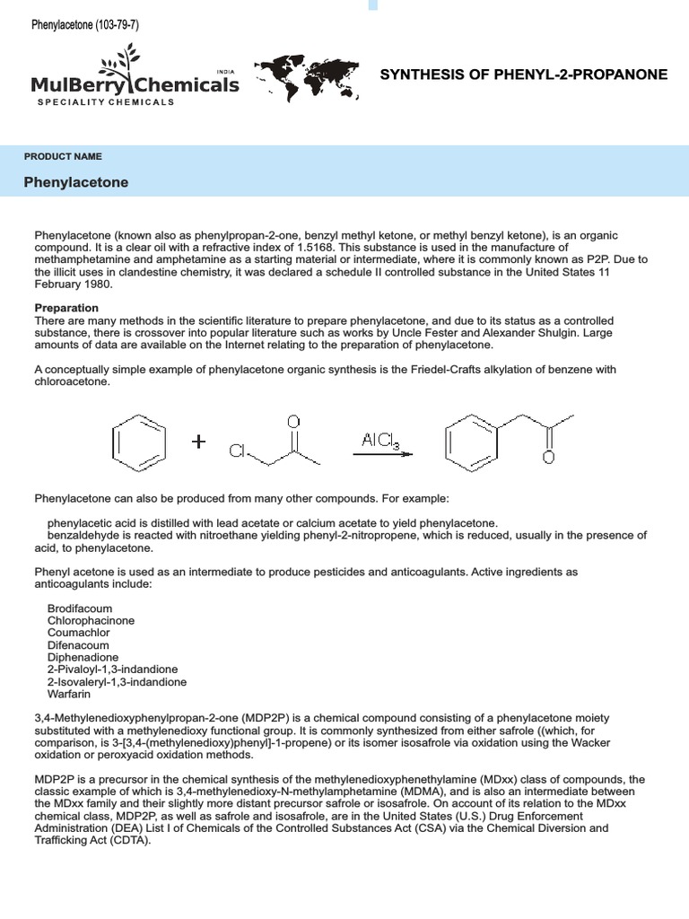 Phenylacetone Synthesis of Phenyl2Propanone PDF Distillation
