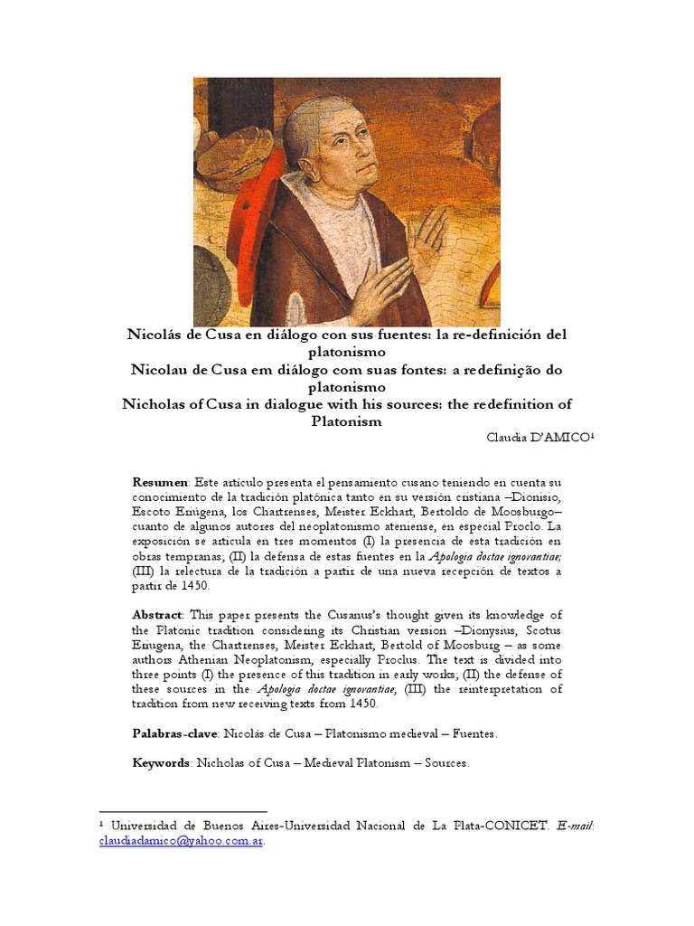 Nicolas de Cusa | PDF | Platón | neoplatonismo