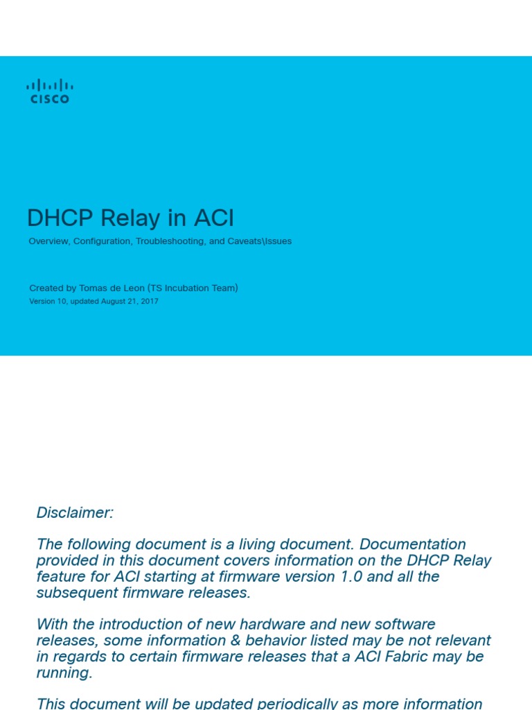 DHCP Relay in ACI Overview, Configuration, Troubleshooting, and