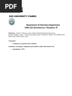 Department of Chemistry Department CHM 123 Introductory Chemistry II