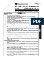 Paper - 2: Jee Preparatory Test-2 (Jpt-2) (Jee Advanced)