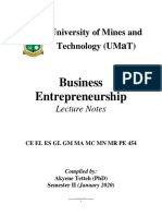 X Lecture Notes 2020 Business Enterpreneurship