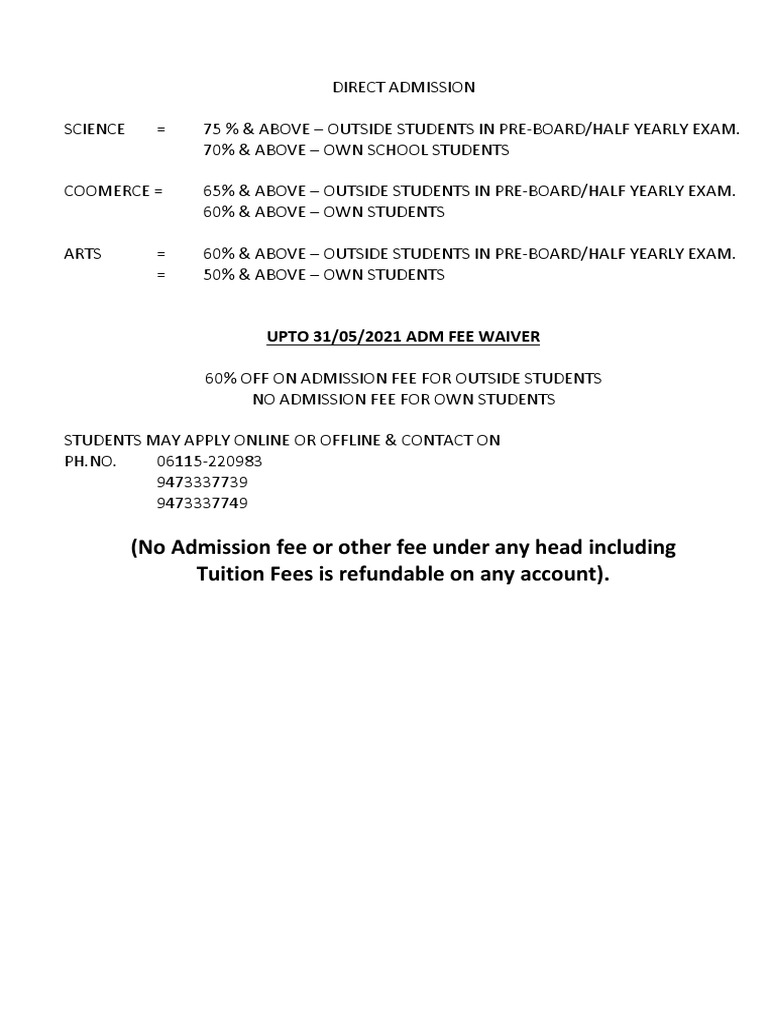 Direct Admission 2021 | PDF