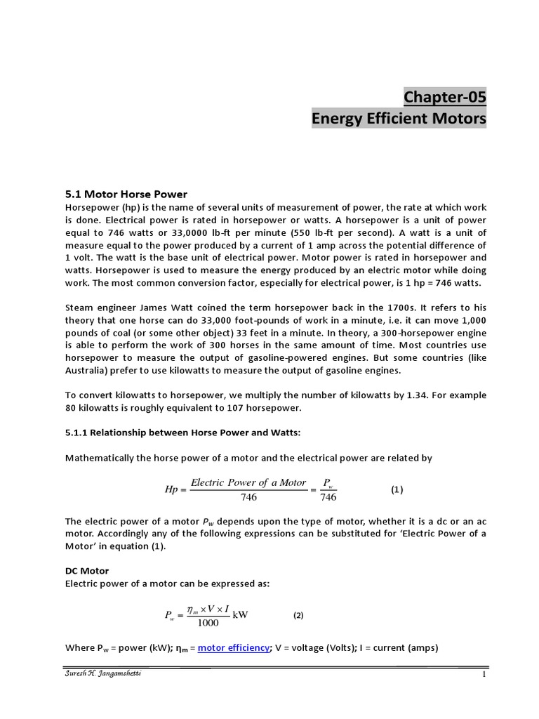 Understanding Motor Horsepower and Efficiency | PDF | Horsepower ...