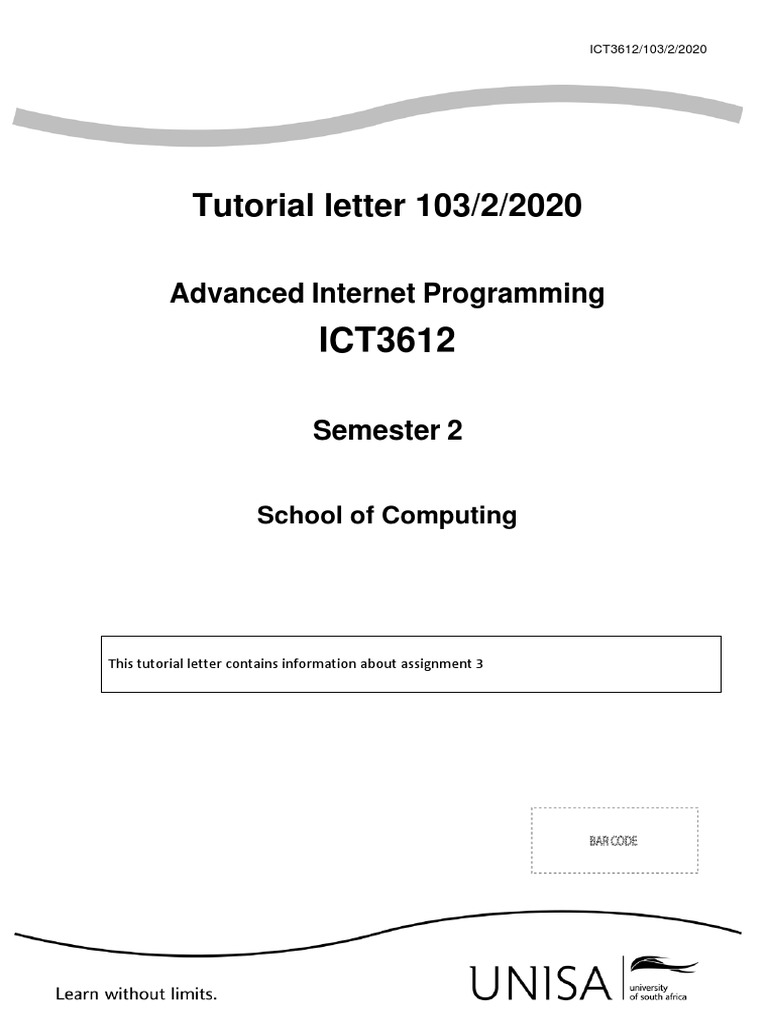 Tutorial Letter 103/2/2020: Advanced Internet Programming | PDF ...